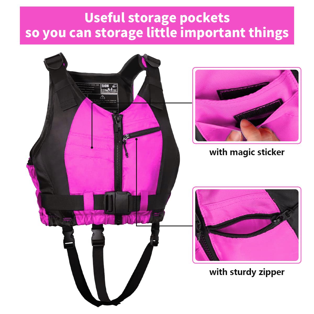 Owntop Buoyancy Aids Adults, Adjustable Buoyancy Jacket Unisex, Swim Vest with Pockets and Crotch Strap for Paddleboarding Kayaking Fishing