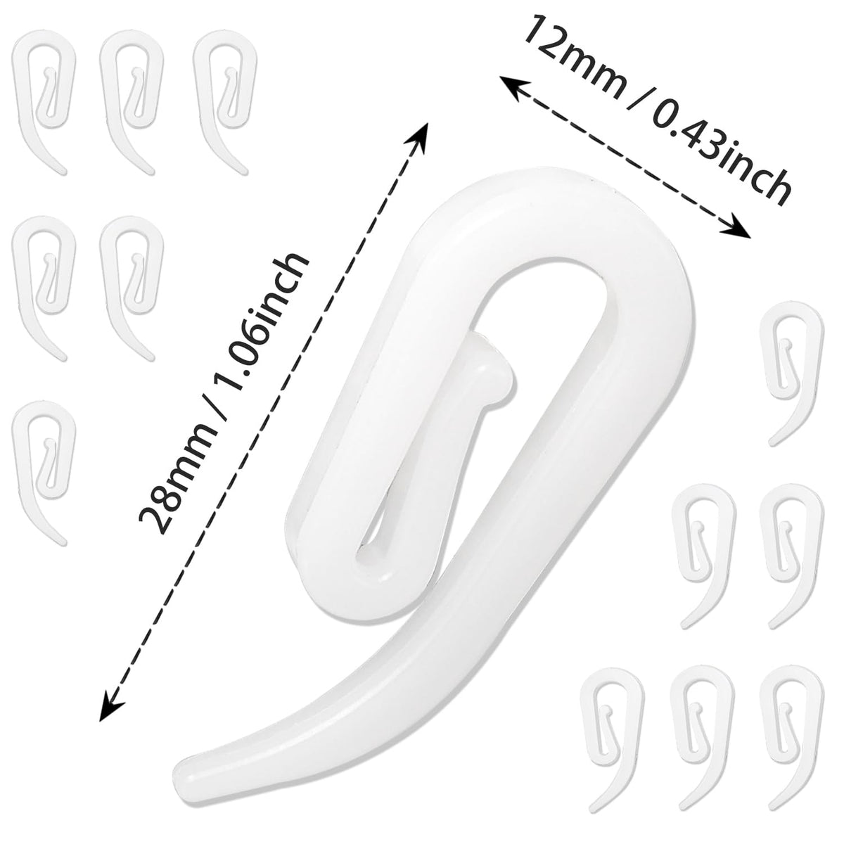 Curtain Hooks Plastic White Pack of 120, 2.8x1.2cm, Drapery Hooks for Windows, Doors and Shower Curtains Fits Most of Curtains