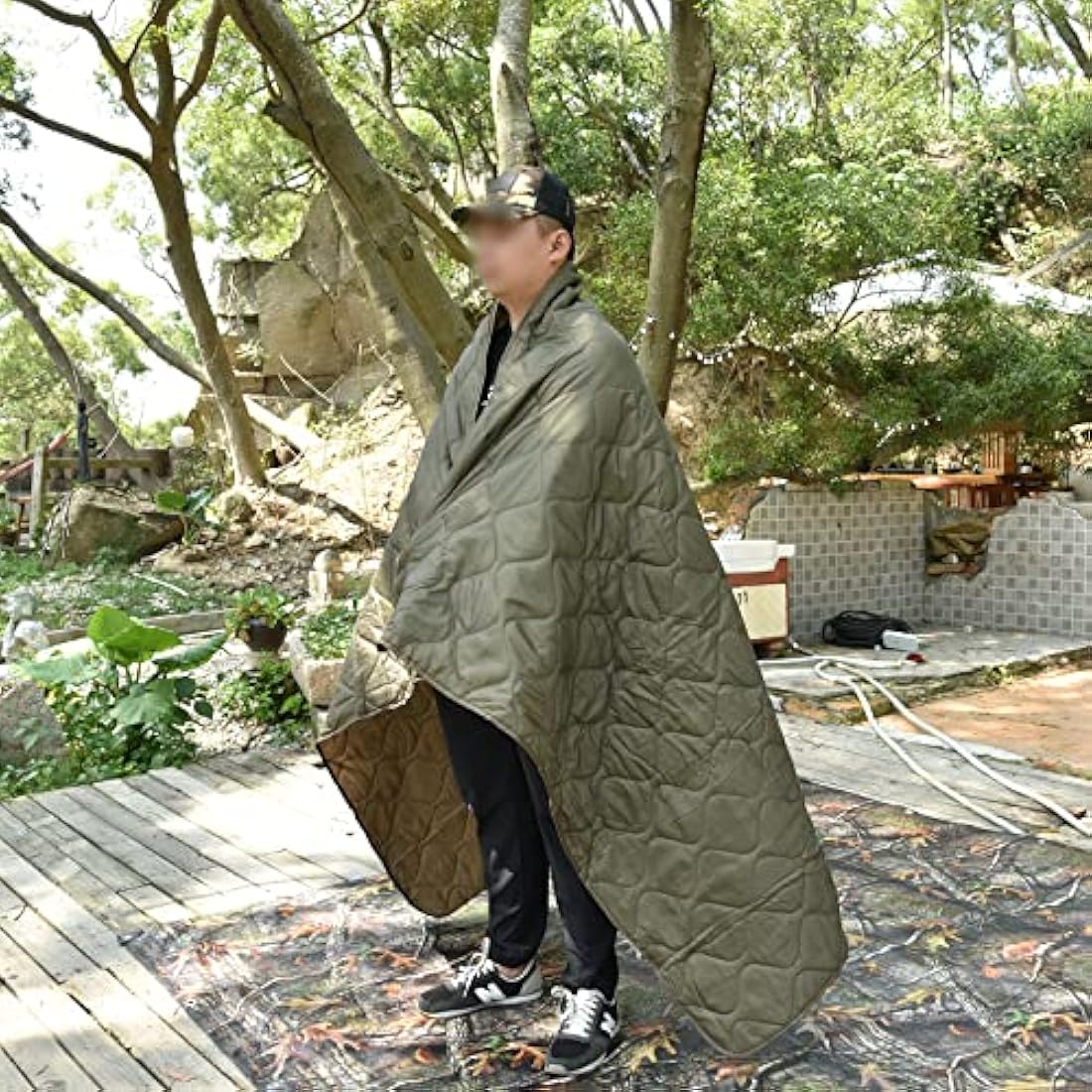 Tongcamo Poncho Liner Military Woobie Outdoor Camping Woobie Blanket for Travel, Beach, Grass, Picnic, Car Emergency, Outdoor, Survival