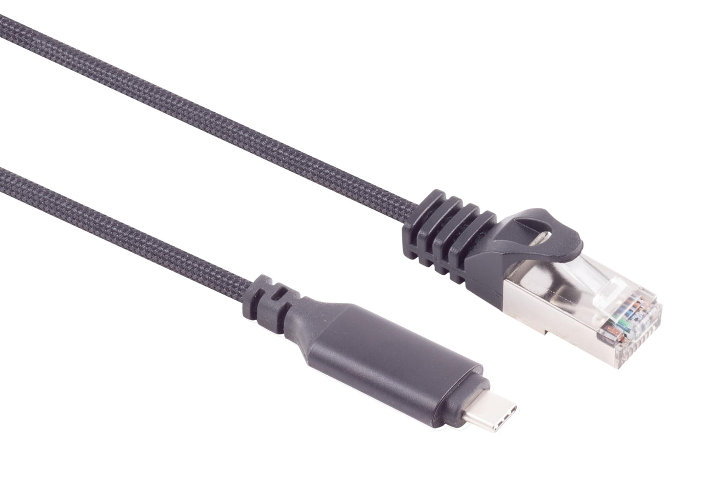 1aTTack.de 2m USB-C to LAN adapter cable, 1 piece cable, 1 Gbit data transfer, USB C 3.1 to RJ45 Ethernet Cat6 cable, compatible with smartphone,