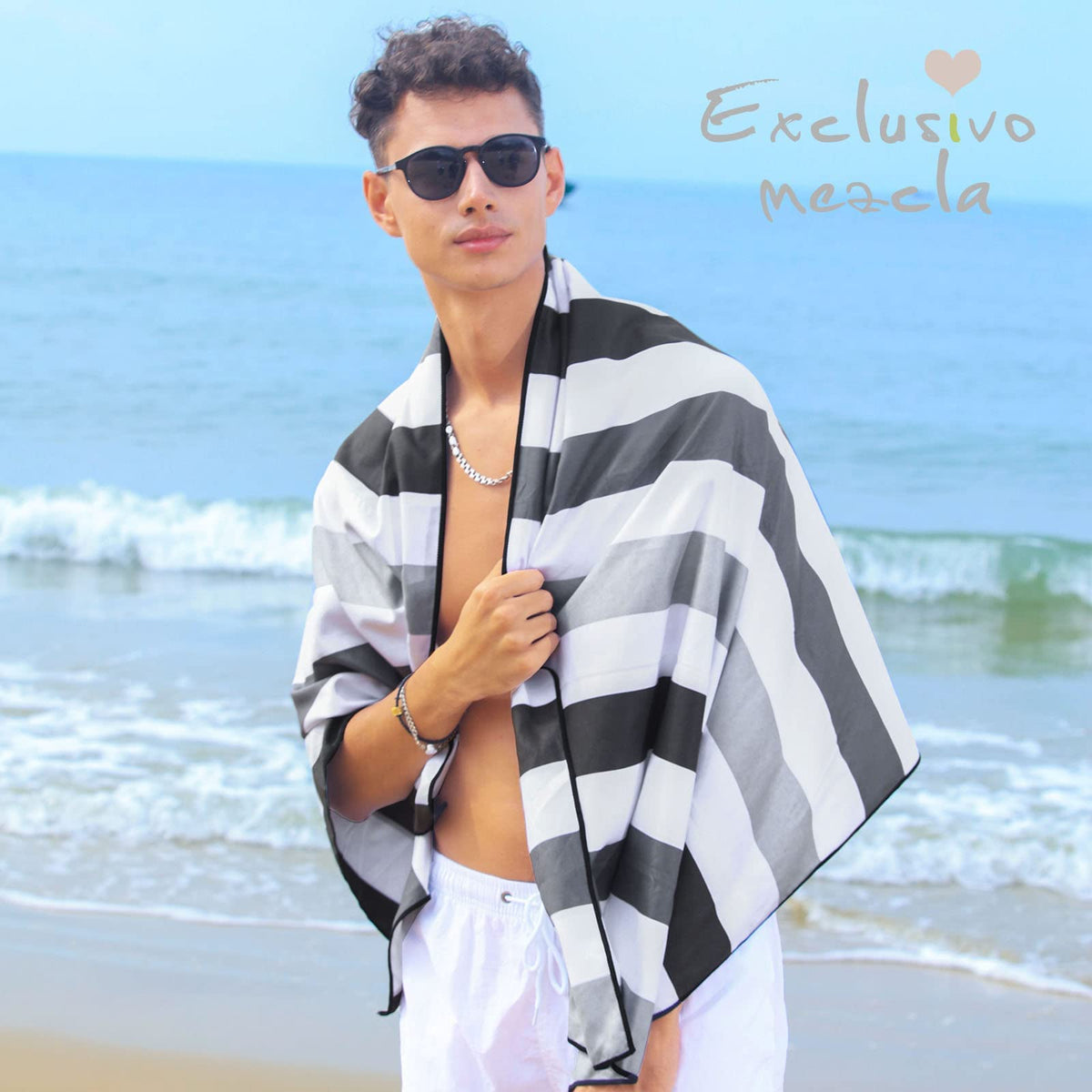 Exclusivo Mezcla Large Microfiber Quick Dry Beach Pool Towel, 152x76 cm