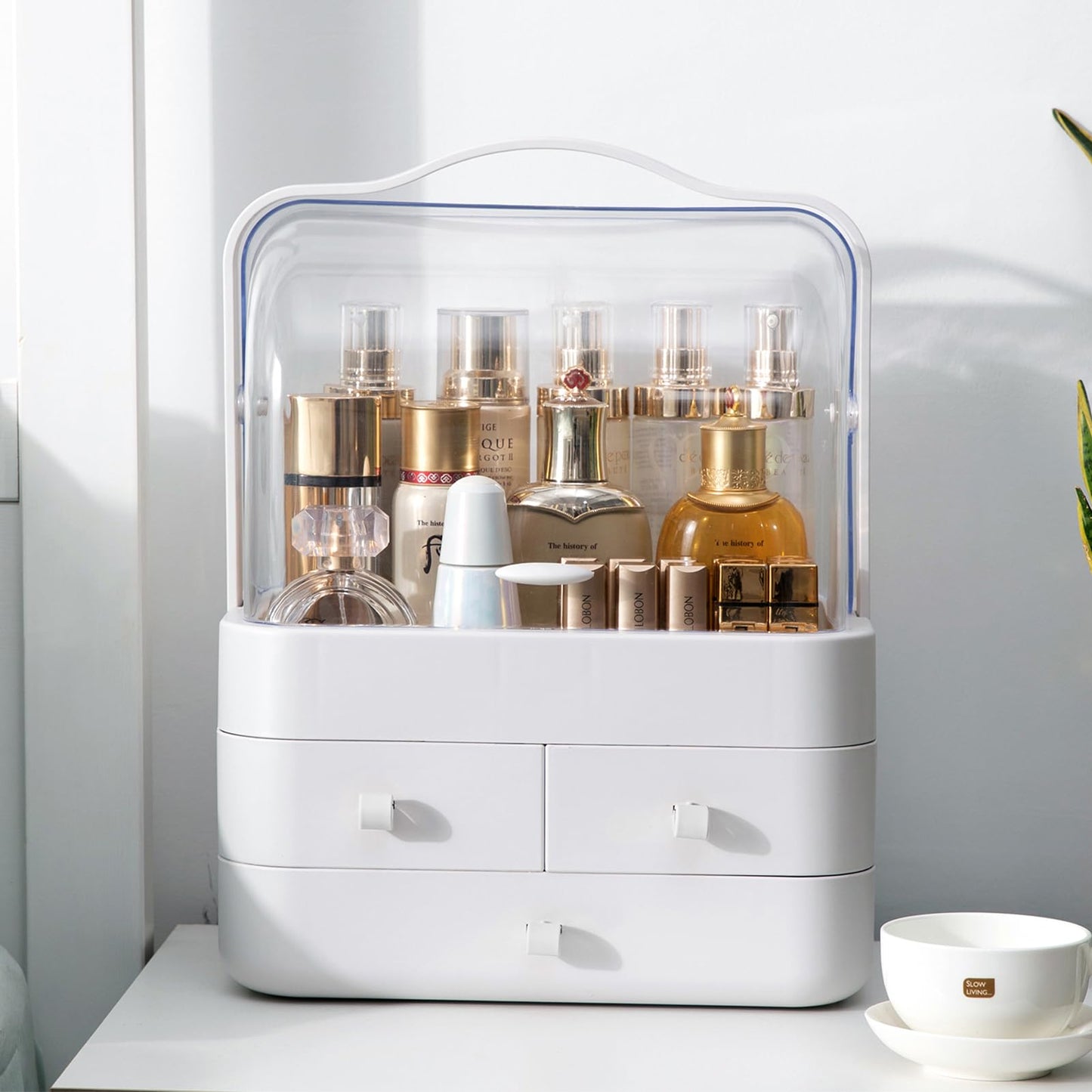 LZDMY Makeup Organiser Storage Drawers, Cosmetic Organisers Acrylic, Skincare Organiser Beauty Caddy Storage Box for Dresser & Bathroom, Dust-Proof