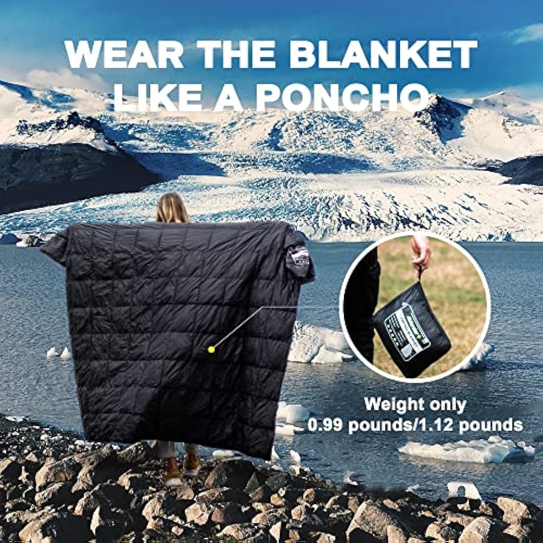 4Monster Camping Blanket Packable, Camping Quilt, Insulated Blanket Hammock Quilt, Camping Blanket for Cold Weather, Picnic, Hiking, Airplane, Travel, Beach, Stadium, Outdoor Gear, Grey, XL