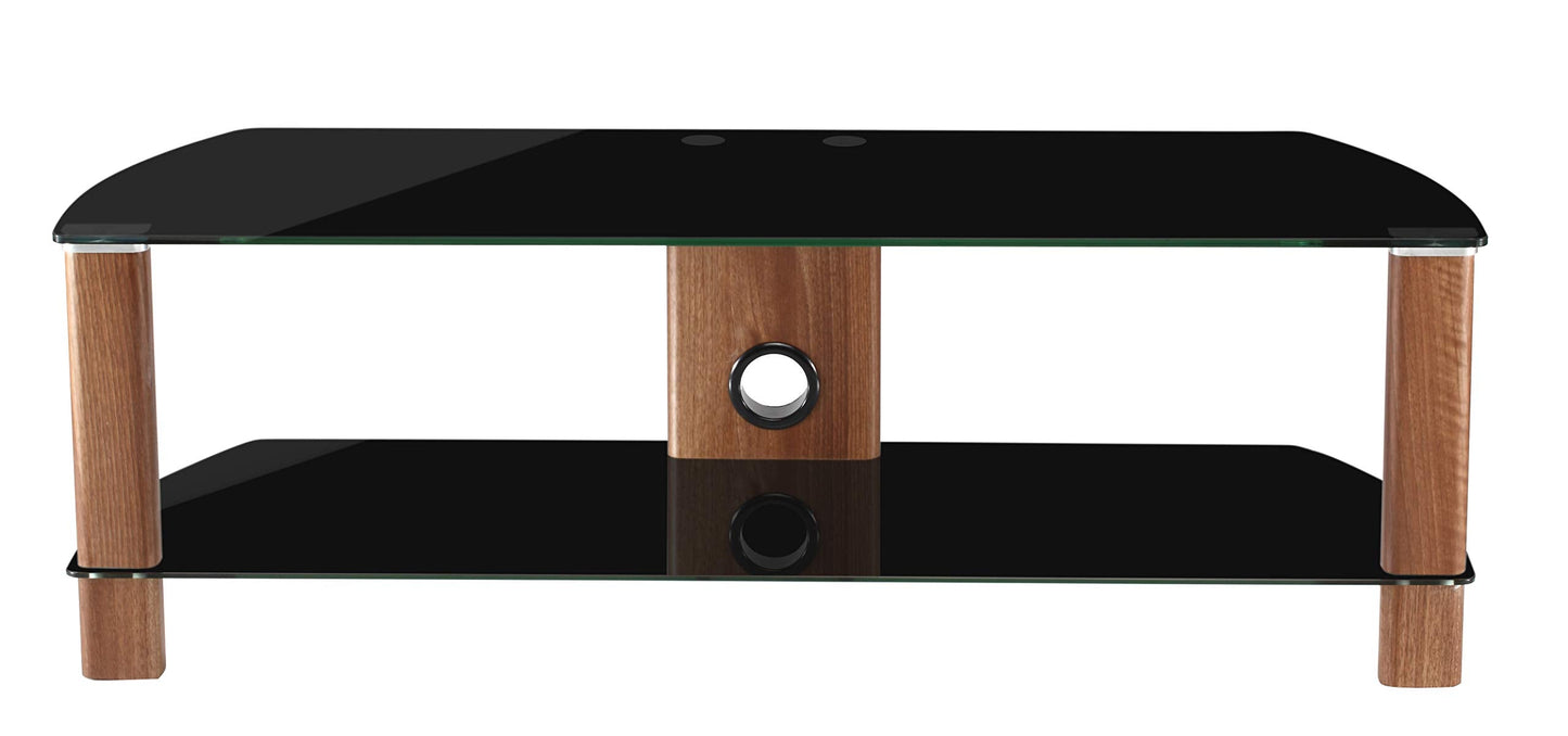 Alphason Century 1200 TV Stand - Walnut & Black Glass