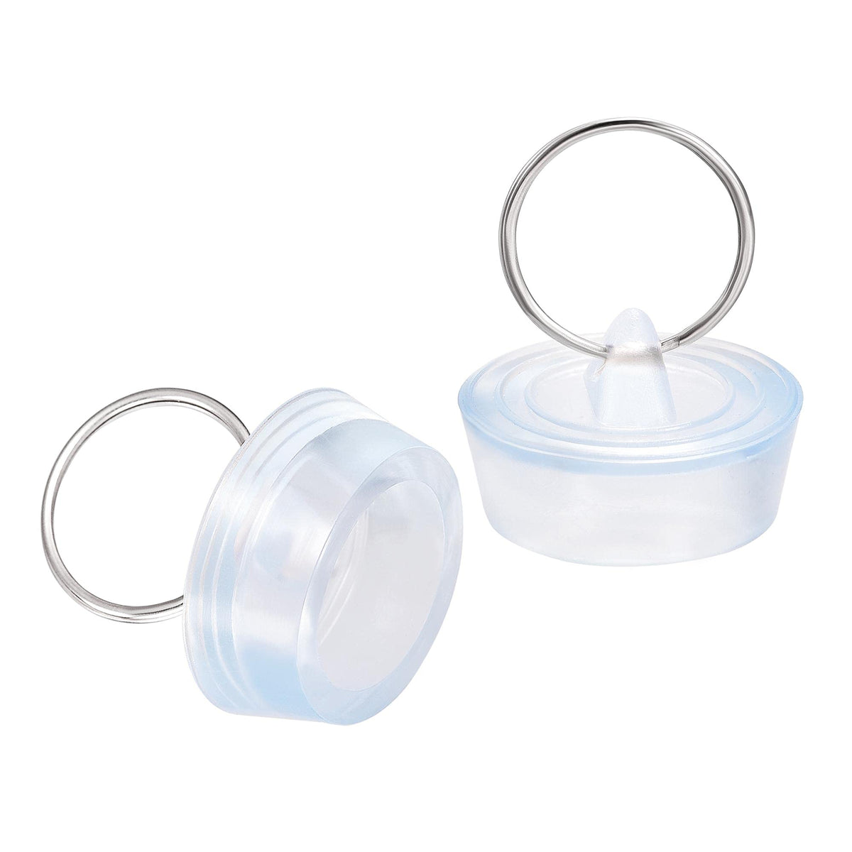 sourcing map Rubber Sink Plug, Drain Stopper Clear Blue Fit 29-32mm with Hanging Ring for Bathtub Kitchen and Bathroom 2 Pcs