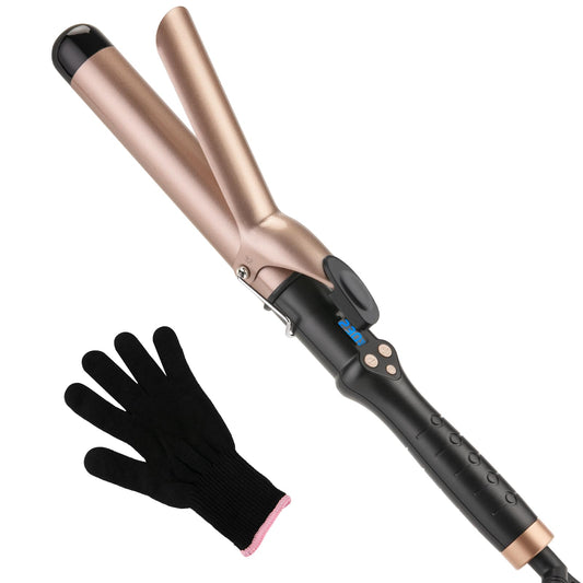 Curling Tongs 32mm for Medium and Long Hair Professional Tourmaline Ceramic Barrel Curler Iron with Clamp Dual Voltage Adjustable Temperature