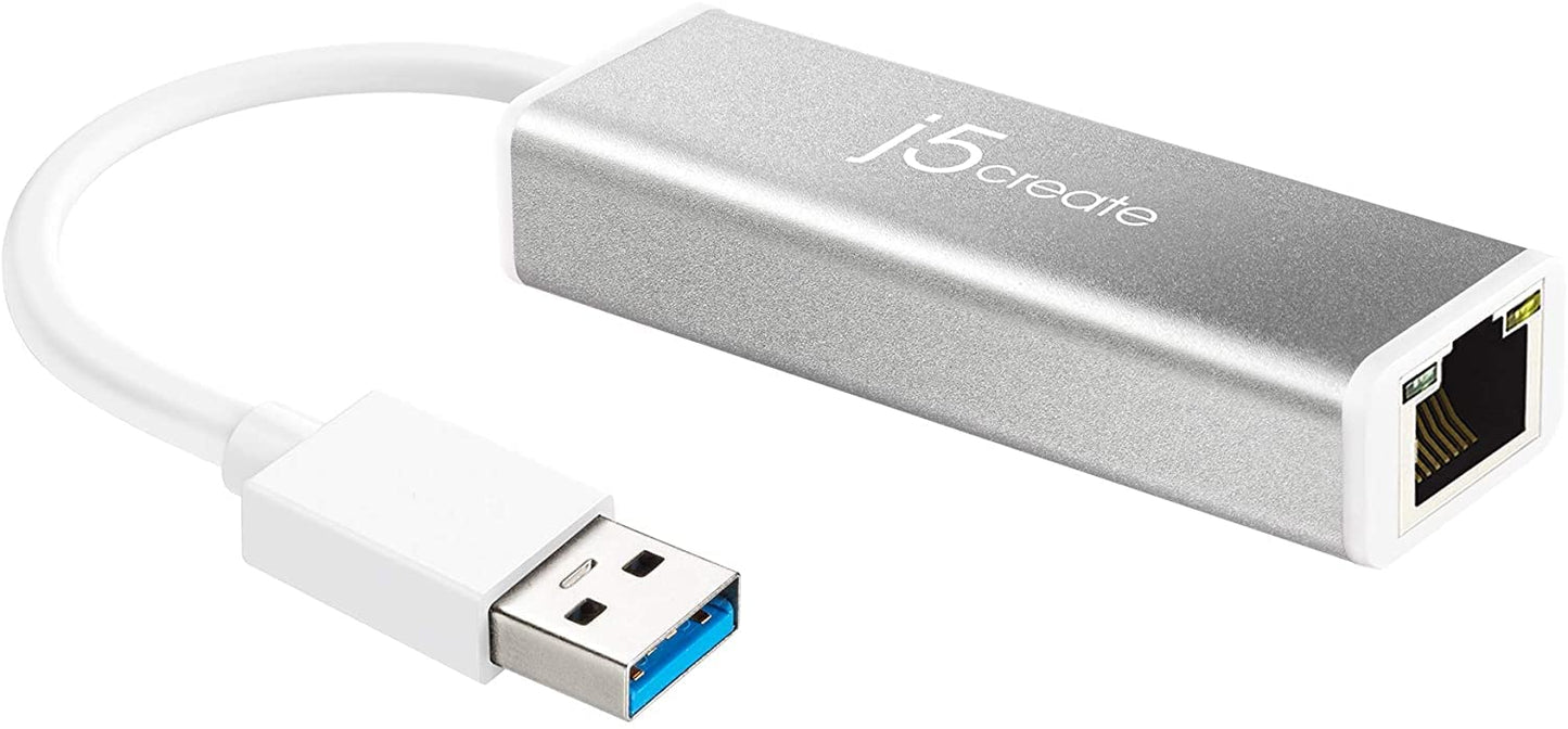 j5create USB 3.0 to RJ45 Gigabit Ethernet Adapter, 10/100/1000 Ethernet LAN Network Adapter for Mac, Windows 11/10/8.1/7, Chrome OS, Desktop, Laptop