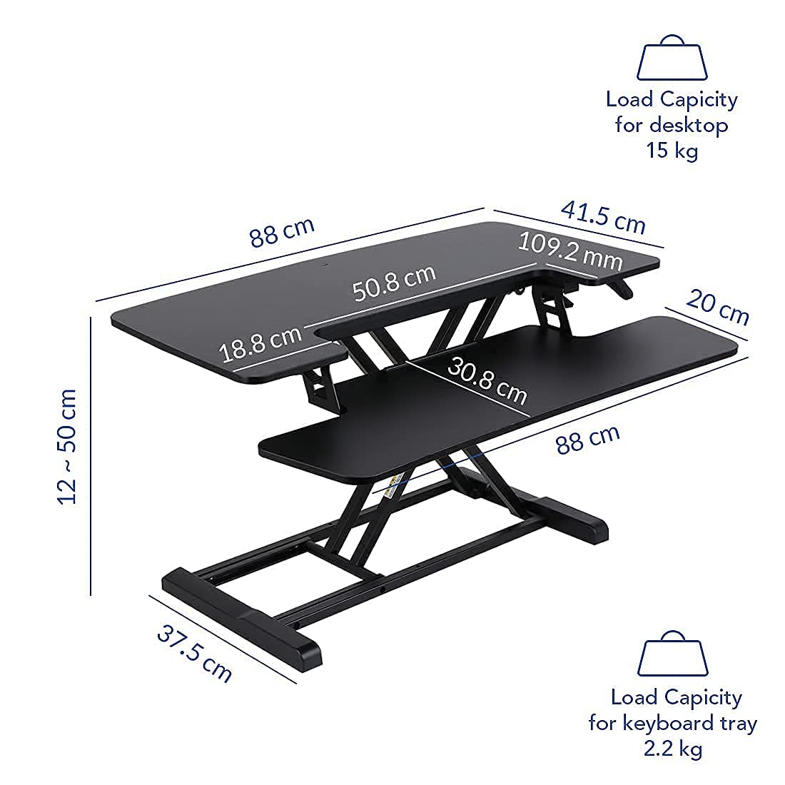 FLEXISPOT Standing Desk Converter 91.5 cm with Wide Keyboard Tray
