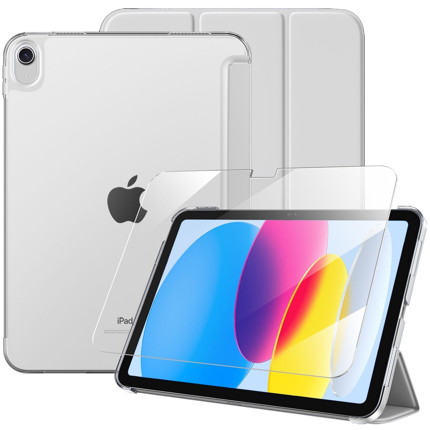 drivego Case with Screen Protector for iPad A16 11th 10th Generation (2025/2022, 11/10.9 Inch), Slim Hard Translucent Back Full Protective Smart Cover