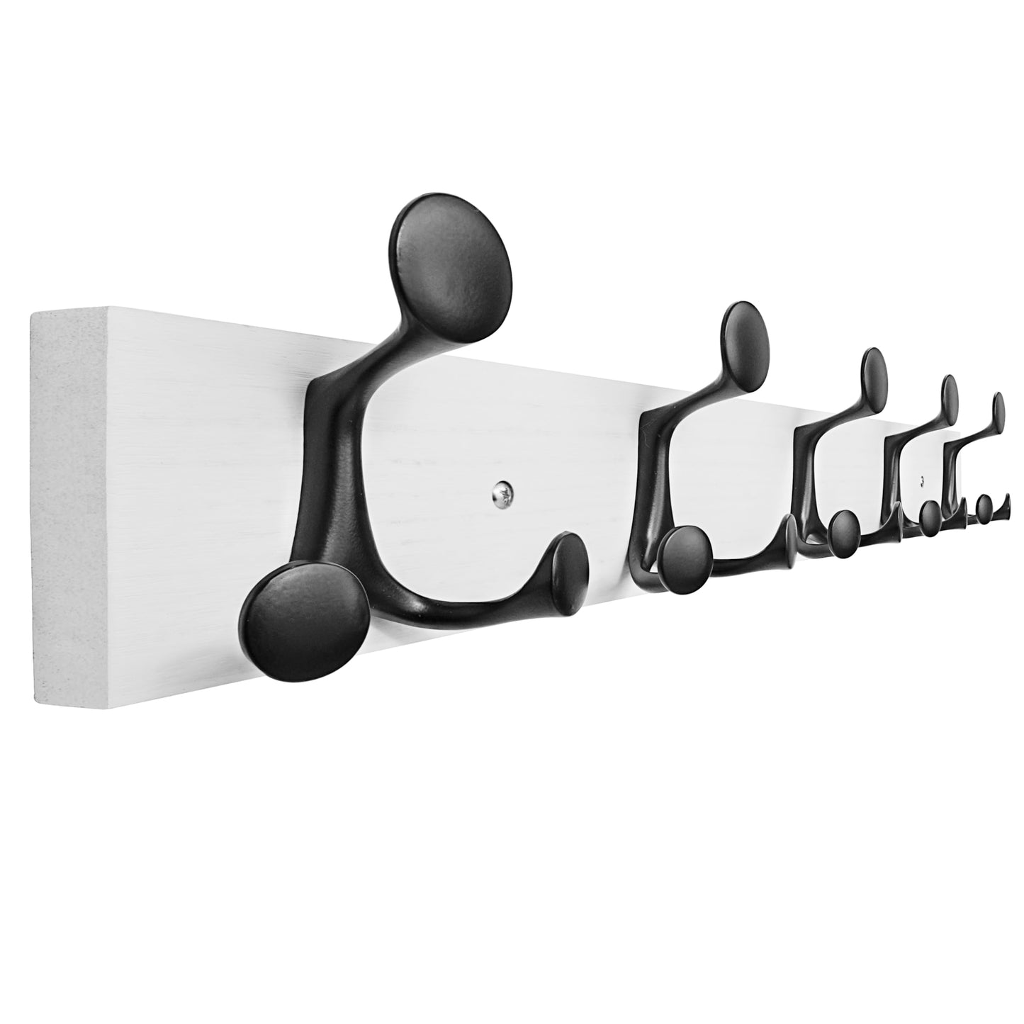 SKOLOO 61cm White Wood Coat Rack Wall Mount with 5 Triple Hooks - Ideal for Family Entrances, Classrooms, and Pet Supplies Storage