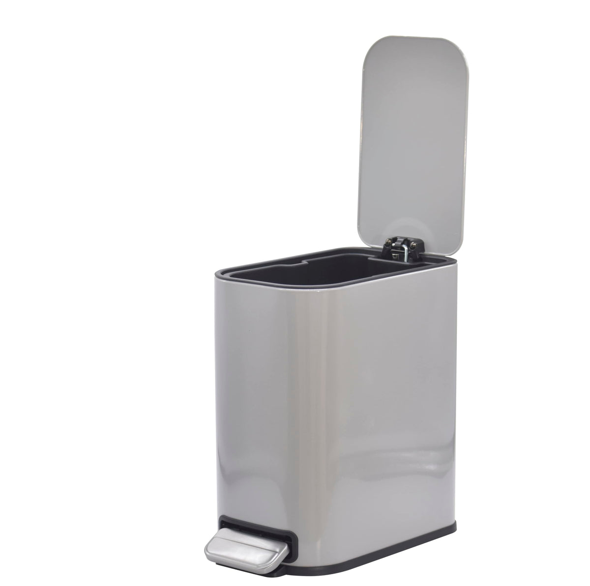 FurnitureXtra™ Slim Design Powder Coated Soft Close Pedal Bin, Plastic Inner bucket, ABS lid (White, 5L)