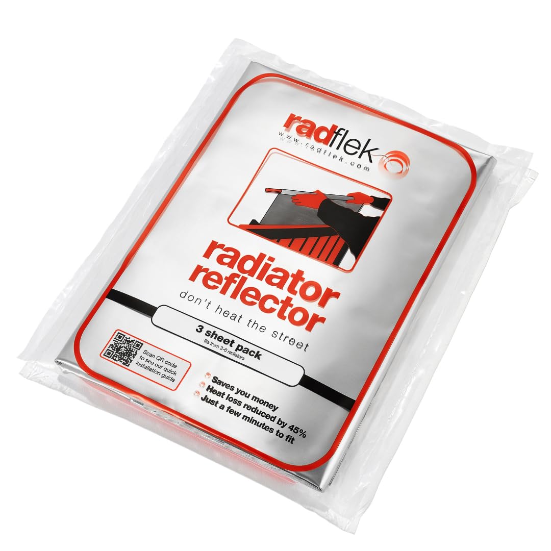 Radflek Radiator Reflector Panels - Heat Reflective Radiator Foil Sheet - Contains 3 Energy Saving Radflek Radiator Reflectors - Easy Install with