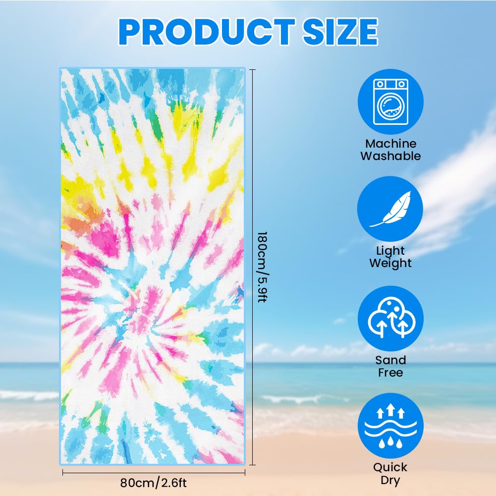 flintronic Microfiber Oversized Lightweight Beach Towel 180x80cm Extra Large Thin Sand Free Towels Travel Swim Pool Camping for Adults Women Men