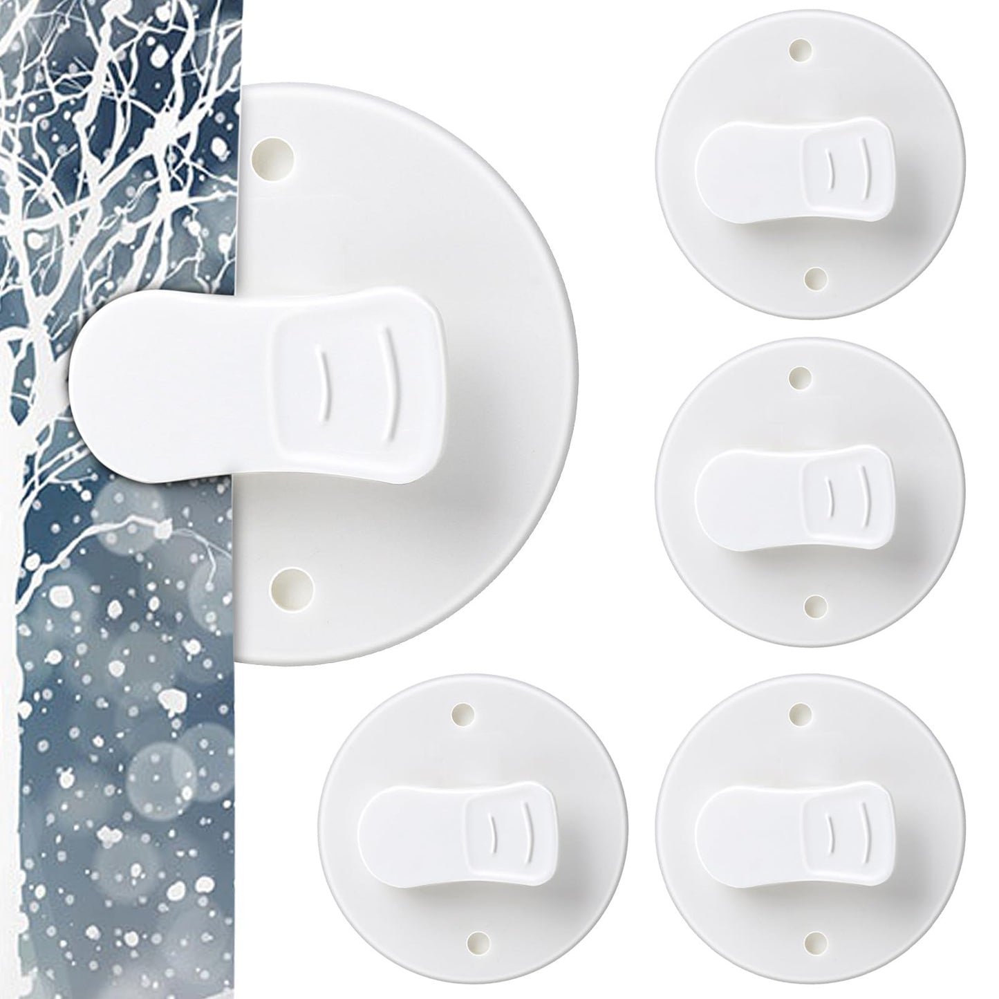 Thinp 4 Pack Shower Curtain Clips Shower Windproof Showers Curtains Weights Self Adhesive Showers Curtains Clips for Home Inside Splash Water Wall