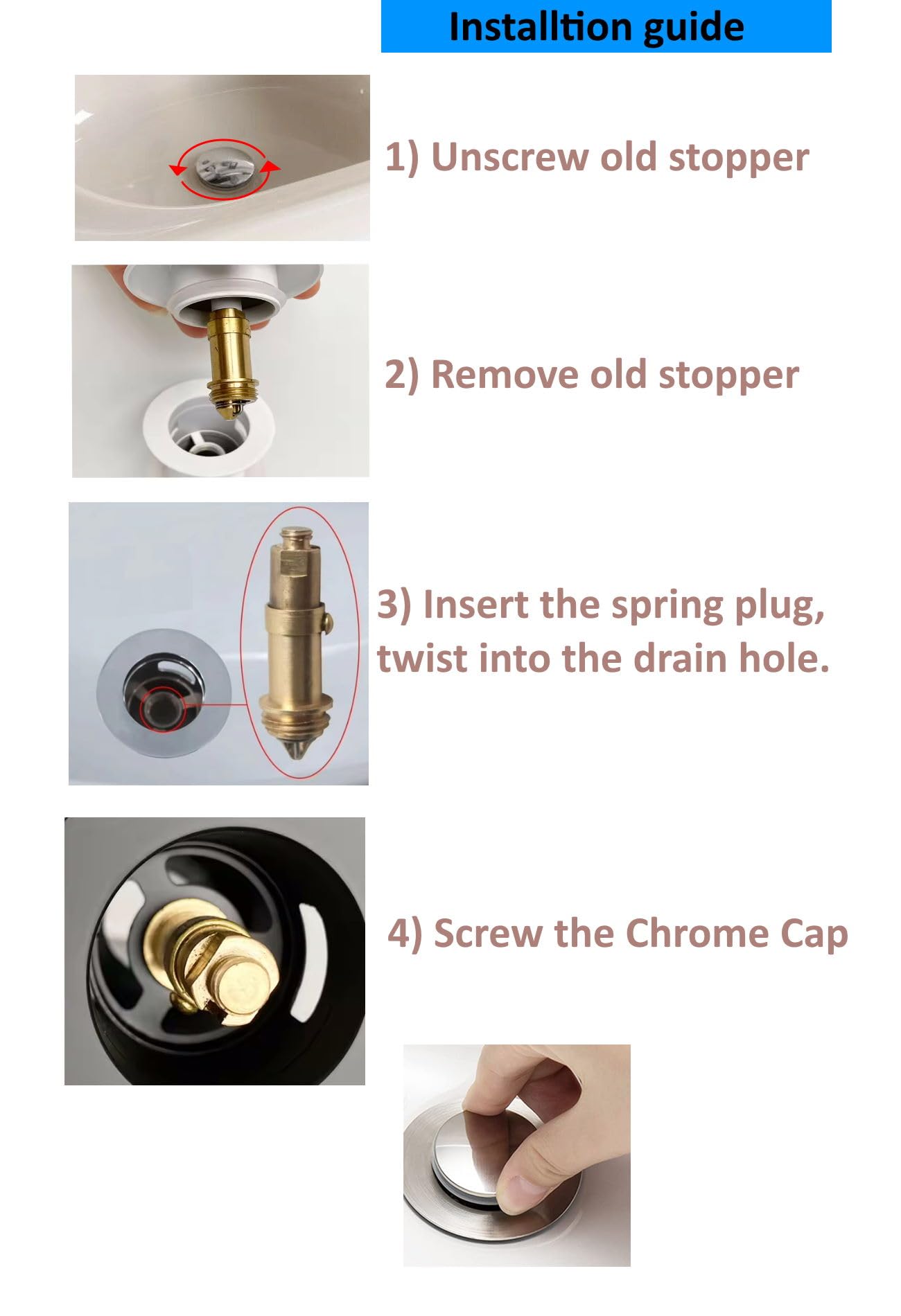 JZK Chrome plated metal 69mm bathtub pop up plug, bath tub plug replacement, click clack stopper for bathtub drain cover, bathtub waste sprung plug