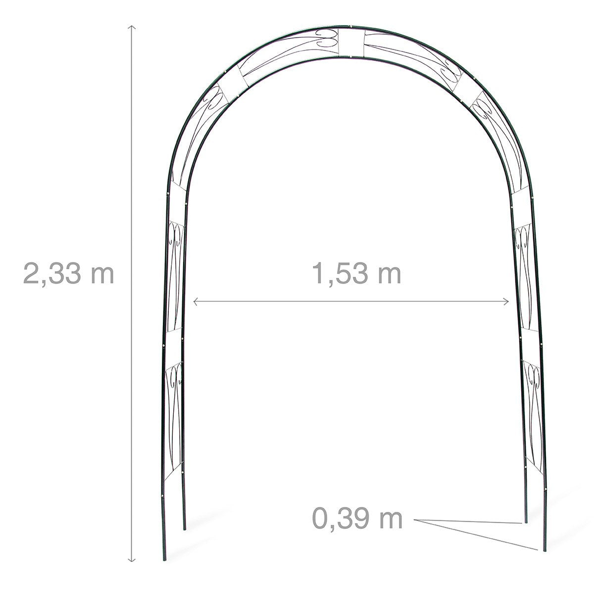Relaxdays Trellis Archway, Powder-Coated Steel Support Arch for Climbing Plants, 2.3 m Tall, Dark Green