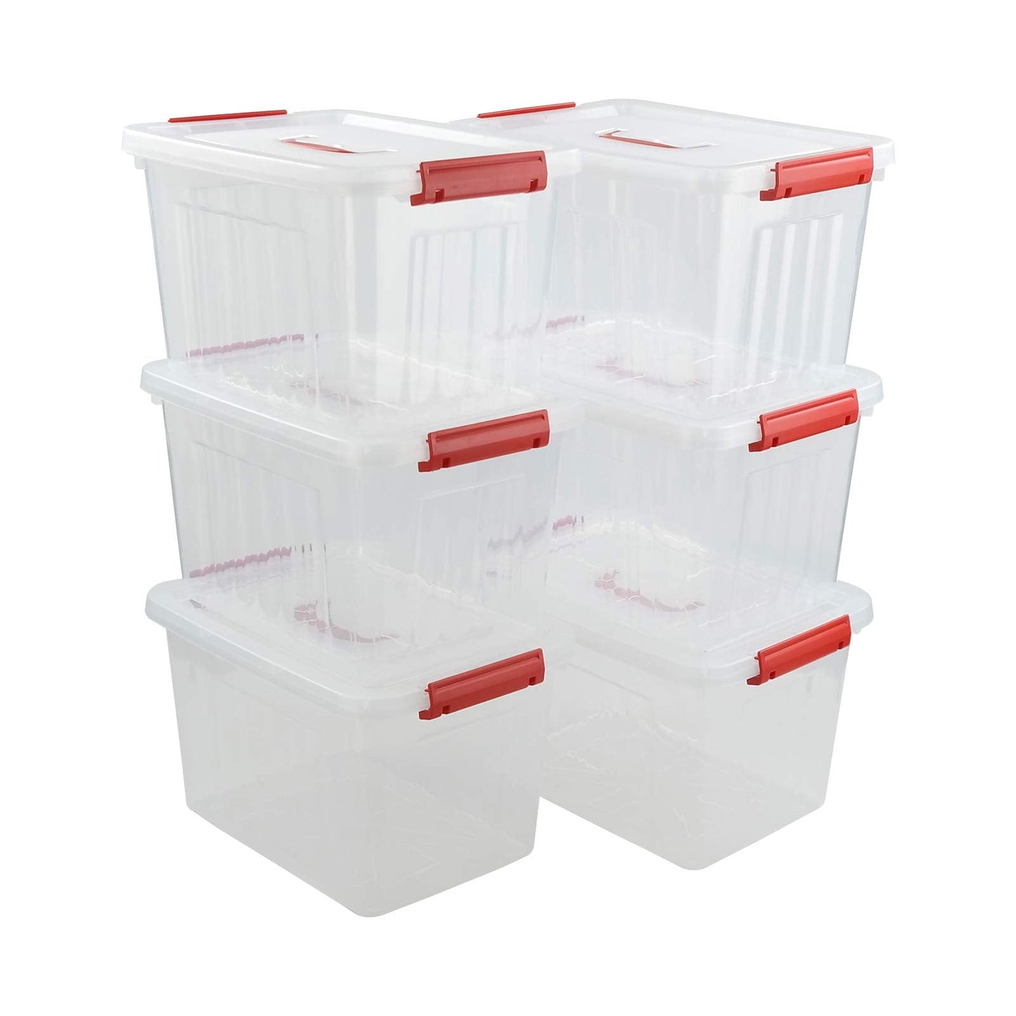 Uumitty 10 L Clear Plastic Storage Bin with Lids, 6-Pack