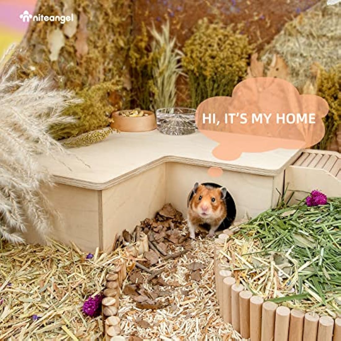 Niteangel Multi-Chamber Hamster House Maze - Multi-Room Hideouts & Tunnel Exploring Toys for Hamster Gerbils Mice Lemmings (3-Room Large)