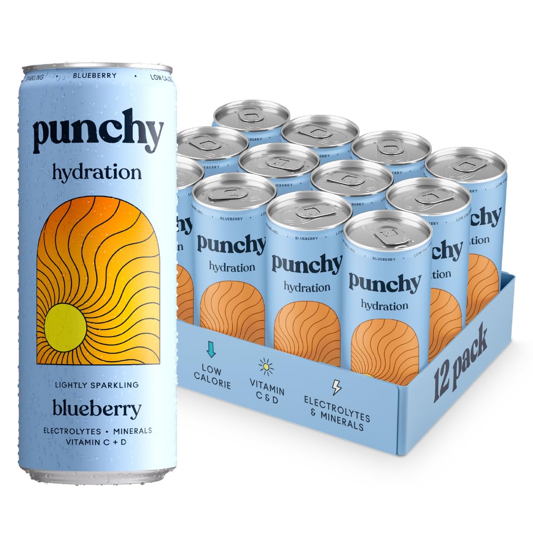 Punchy Drinks - Blueberry - Everyday Hydration, Essential Electrolytes, Minerals, Vitamins, Real Fruit, Supports Immunity, Caffeine Free, Aids Muscle
