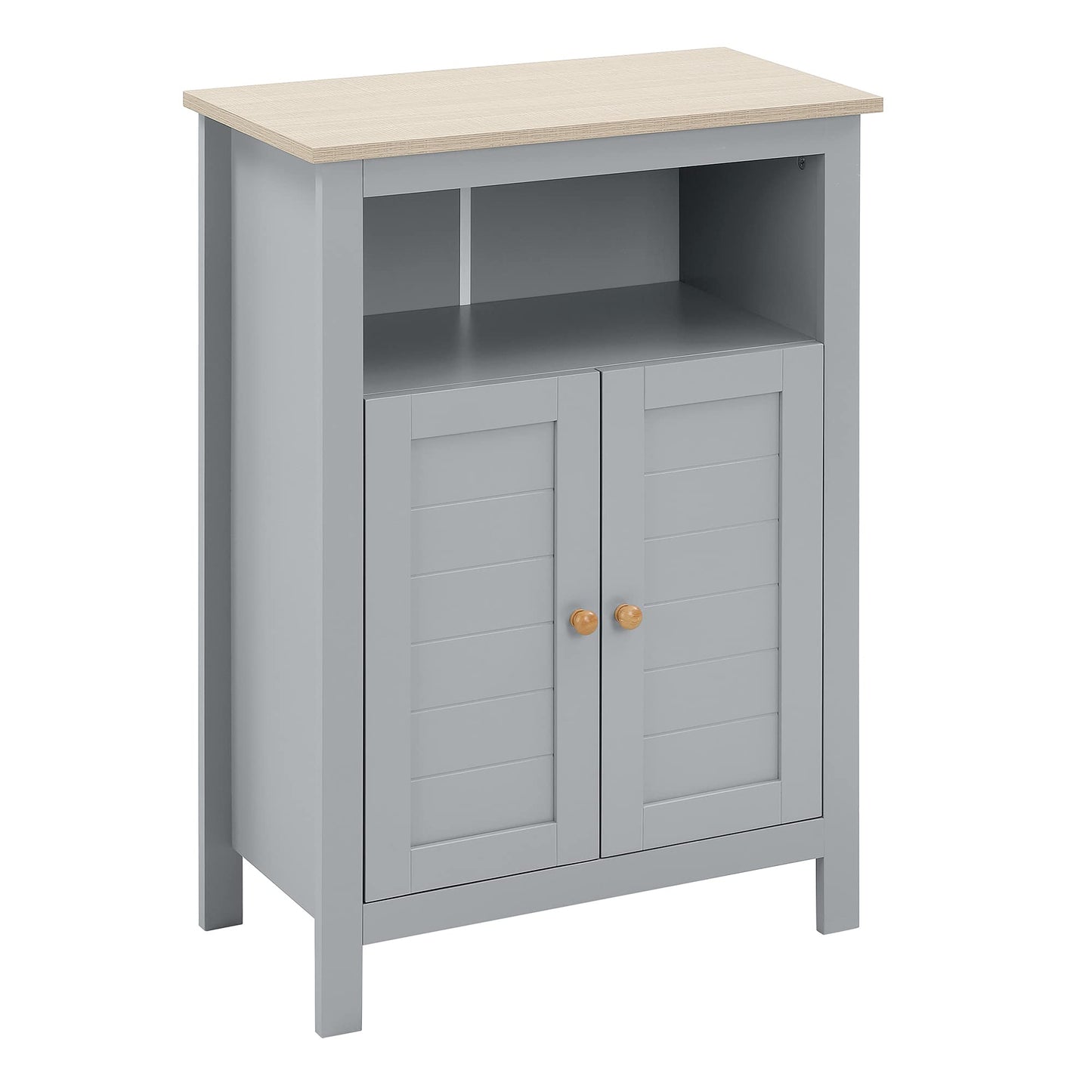 kleankin Bathroom Floor Cabinet Free Standing Cupboard Double Doors Grey