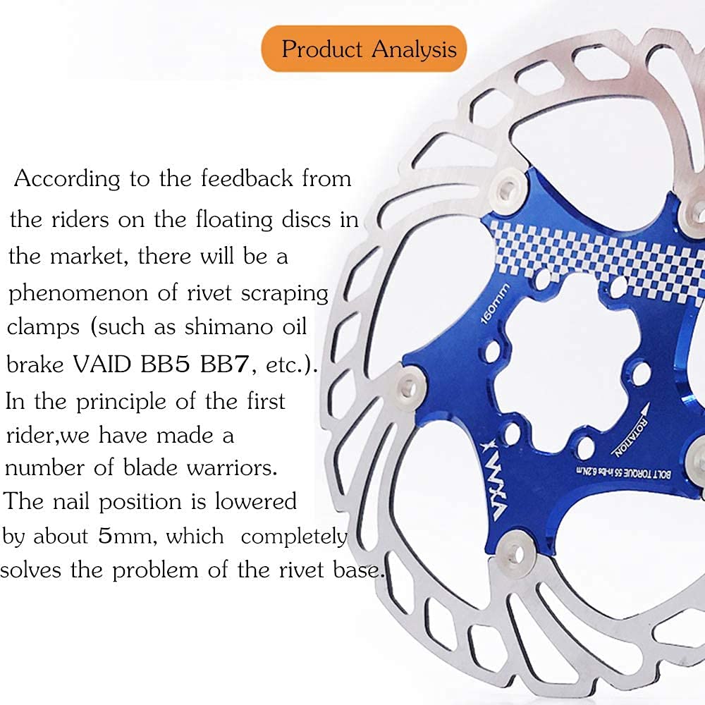 YBEKI Bike Disc Brake Rotor 140mm 160mm 180mm 203mm Heat Dissipation disc Brake Rotor with 6 Bolts for Road Bike Mountain Bike MTB BMX Stainless Steel