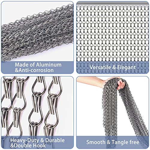 VerRich Dark Grey 80 x 200cm Aluminium Chain Curtain Door Fly Screens Metal Fly Curtain Insect Blinds Pest Control