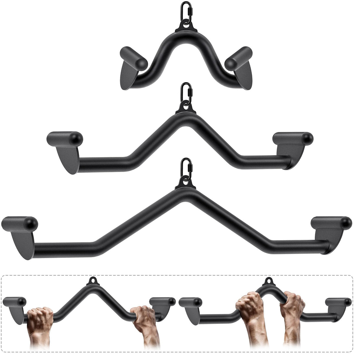 SELEWARE Multifunction-Grip LAT Pull Down Bars W/Heavy Duty Steel Tubing Structure Home Gym Workout Attachments Triceps Press Down Bar for Cable