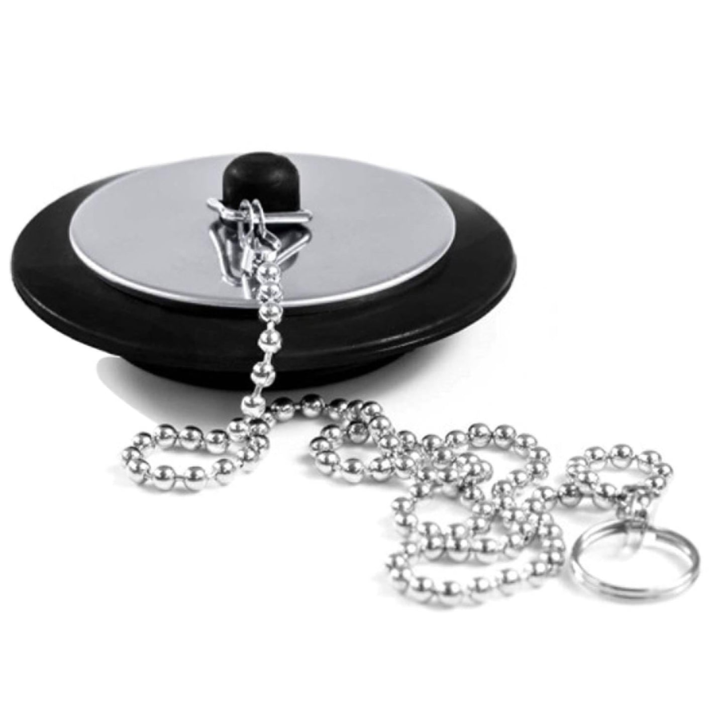 Universal bath plug with Stainless Steel Chain, bath plug replacement, Drain Stopper for Bathroom and Kitchen, bath plug and chain