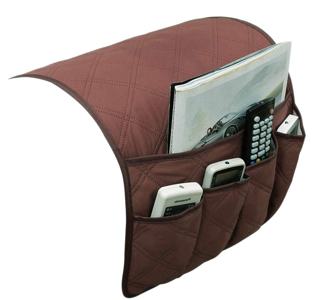Sofa Chair Armrest Storage Organizer Non-Slip Couch Recliner Remote Control Holder Waterproof Sofa Arm Tidy Hanging Storage Bag with 5 Pockets Holder