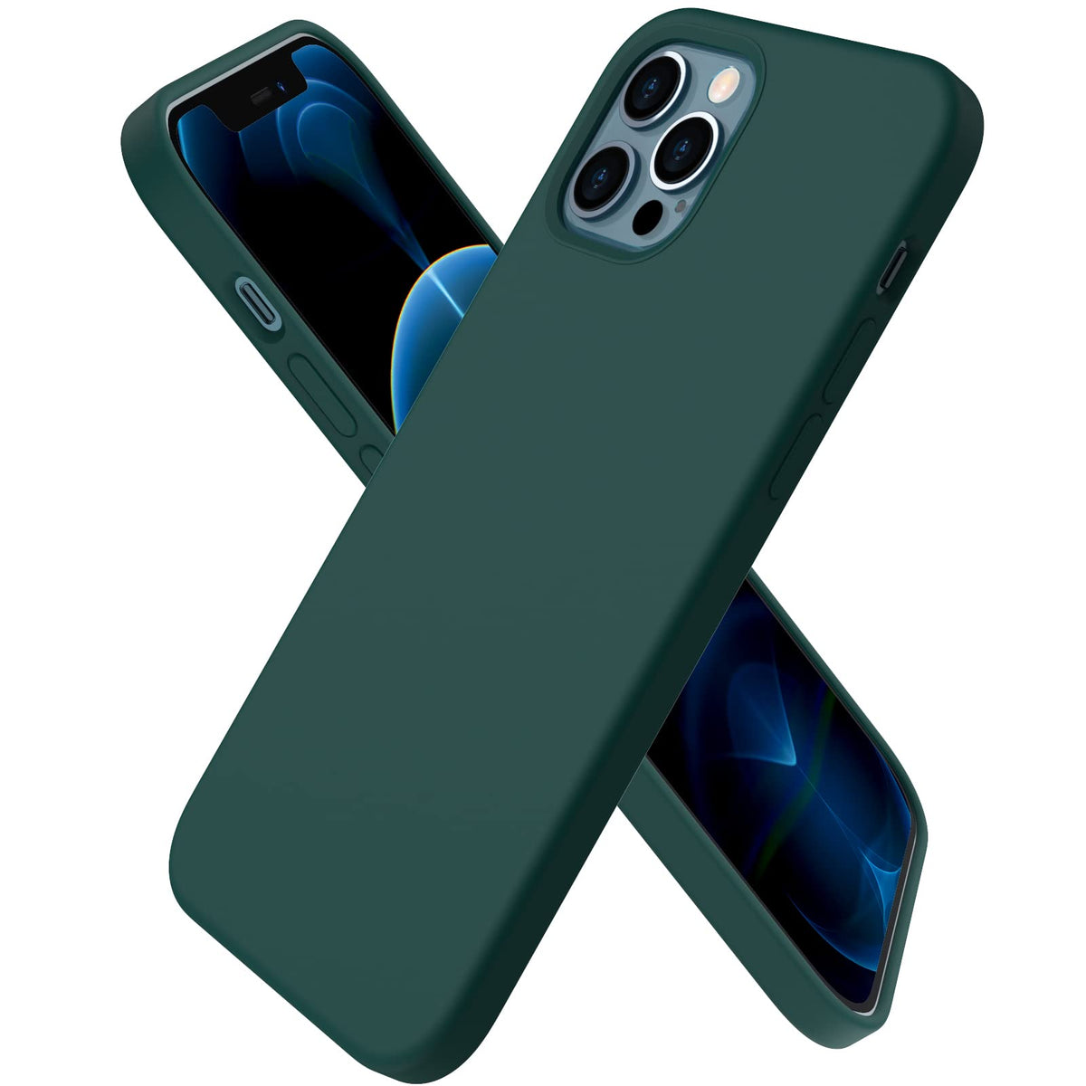 ORNARTO Compatible with iPhone 12 Case 6.1 and iPhone 12 Pro Case, Slim Liquid Silicone 3 Layers Full Covered Soft Gel Rubber Case Cover 6.1