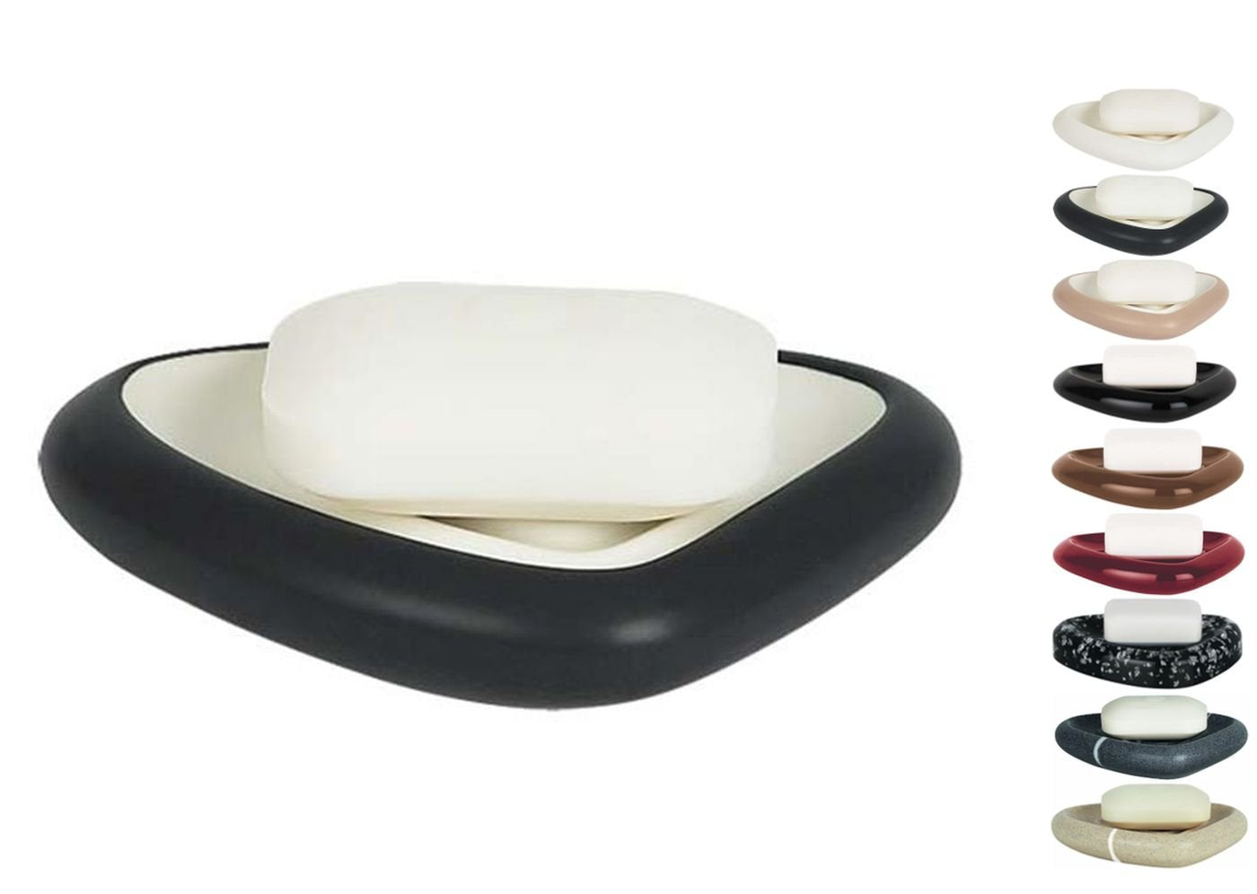 Spirella Etna Stoneware Soap Dish, Black/White