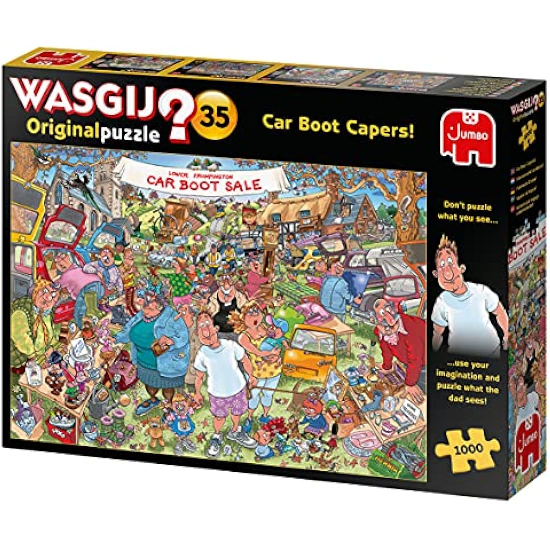 Wasgij Original 35, Car Boot Capers - 1000 Piece Jigsaw Puzzles for Adults - Fun, Challenging & Brainteasing Adults Jigsaw Puzzle - Uncover the Puzzle - 100% Recycled Cardboard - 1000pcs - Jumbo