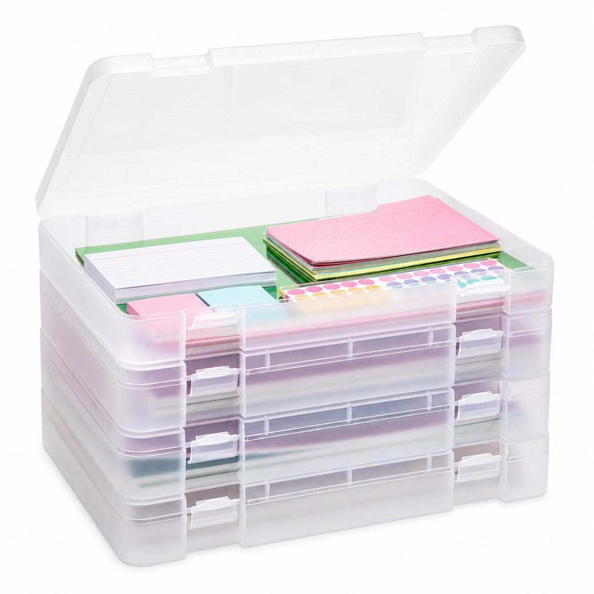 CraftGenes A4 Storage Boxes with Lids, 4 Pack