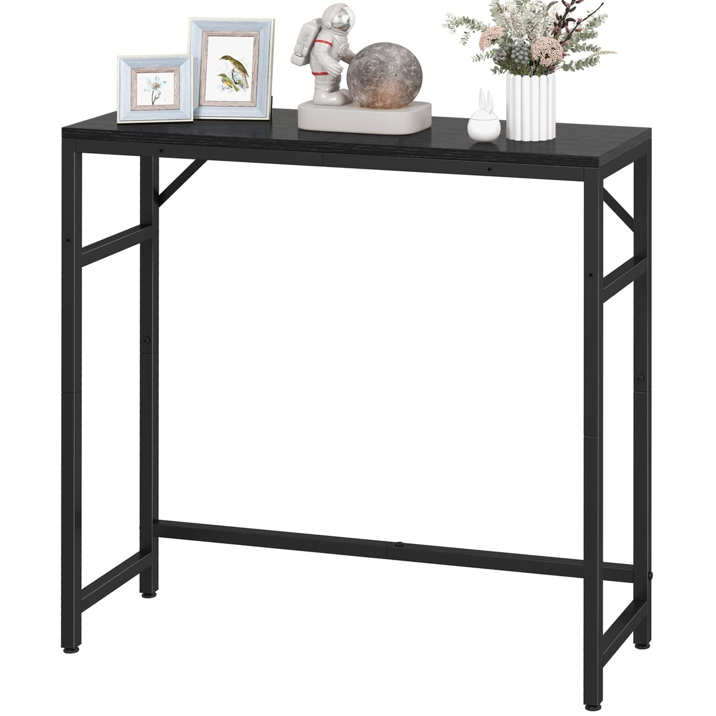 Livofloral Narrow Console Table, 75 cm Entryway Table with 2 Support Bar, Thin Sofa Table, Small Couch Table, Display Table