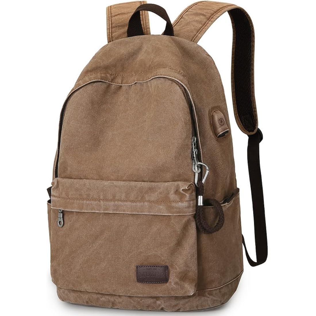Muzee Canvas School Backpack with 15.6 inch Laptop for Men Women, Lightweight Anti-Theft Travel Daypack College Student Backpack Mit USB Charging Port