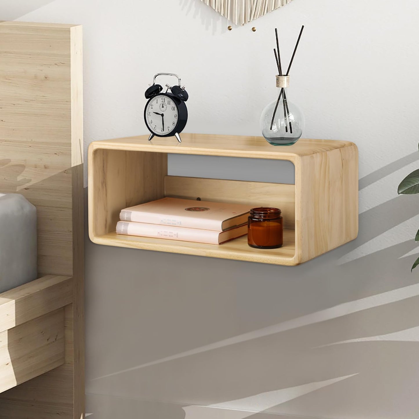 WDSHIYI Floating Bedside Table,Wall Mounted Nightstand?Wood Bedside Shelf, Floating Shelves for Bedroom, Living Room, Bathroom, Kitchen, Office 43 x