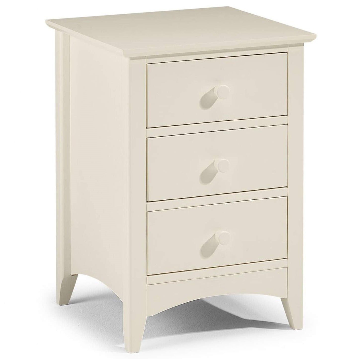 Julian Bowen Cameo Bedside Table, 3 Drawer, White - H63 x W43 x D43cm
