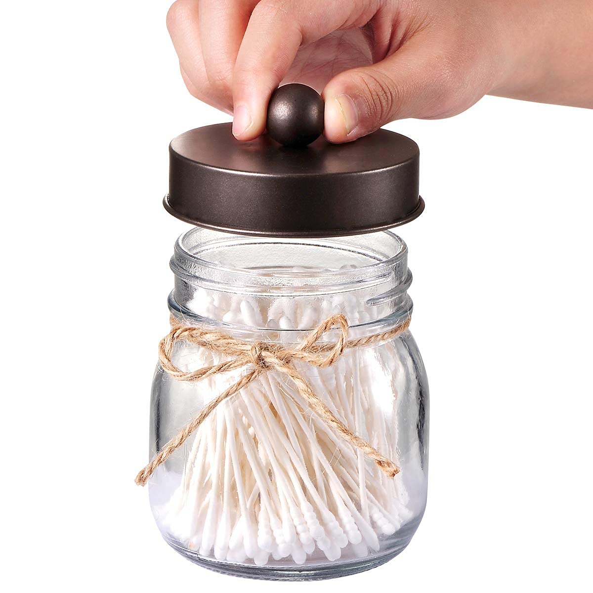 Mason Jar Bathroom Accessories Set 4 Pack - Foaming Soap Dispenser&2 Qtip Holders&Toothbrush Holder-Rustic Farmhouse Decor Bathroom Organizer