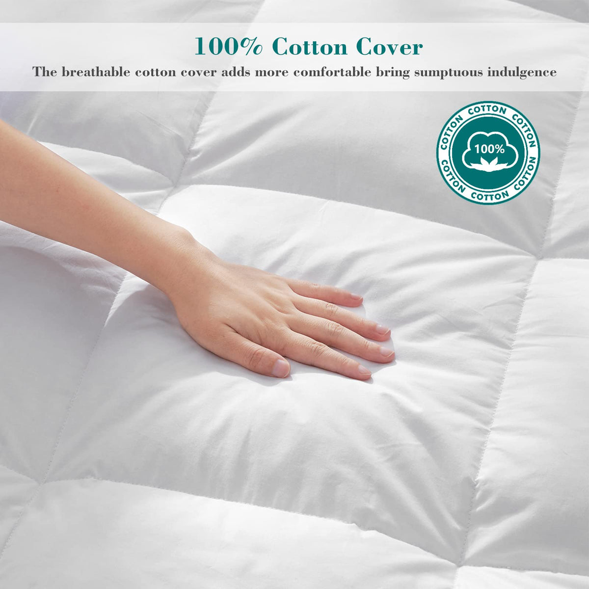 Threads For Bed 13.5 tog King Size Duvet Cotton Cover, Feather and Down Super Warm Duvet with Double Stitch with Piping and Box Quilting, Machine