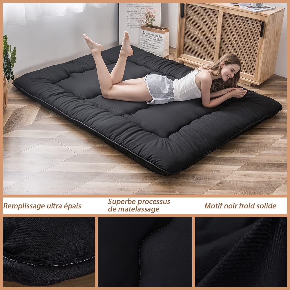 MAXYOYO Japanese Floor Mattress Futon Mattress, Thicken Tatami Mat Sleeping Pad Foldable Roll Up Mattress Dormitory Mattress Pad Floor Lounger Pillow
