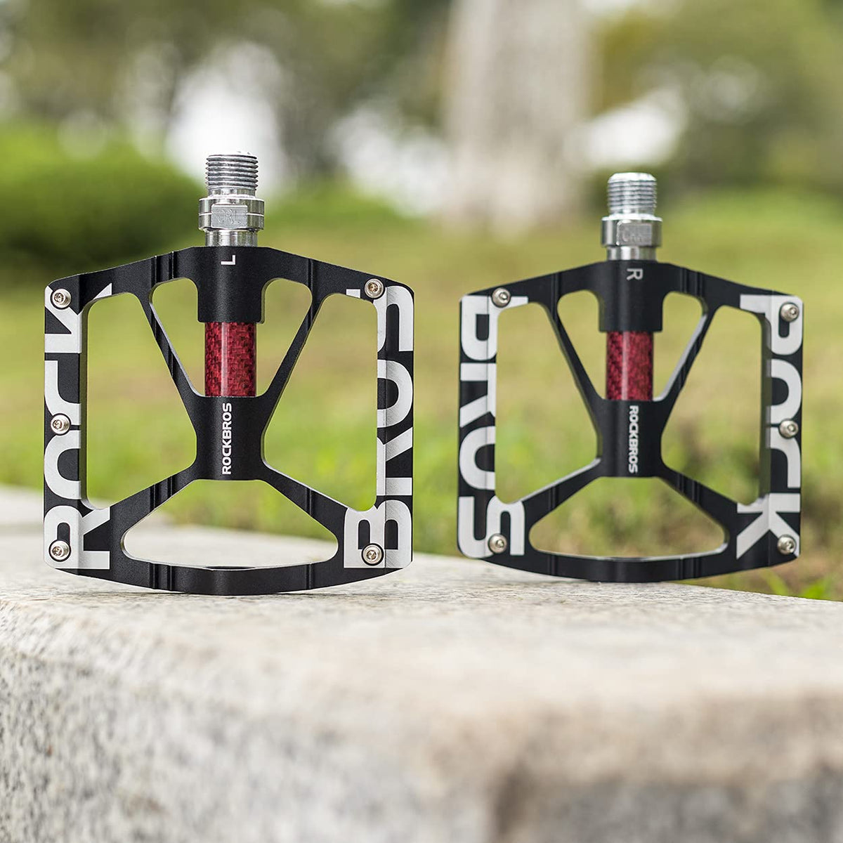 ROCKBROS Bicycle Pedals 9/16 "Aluminum Alloy MTB Pedals With Sealed Bearings Non-slip Pedals Black