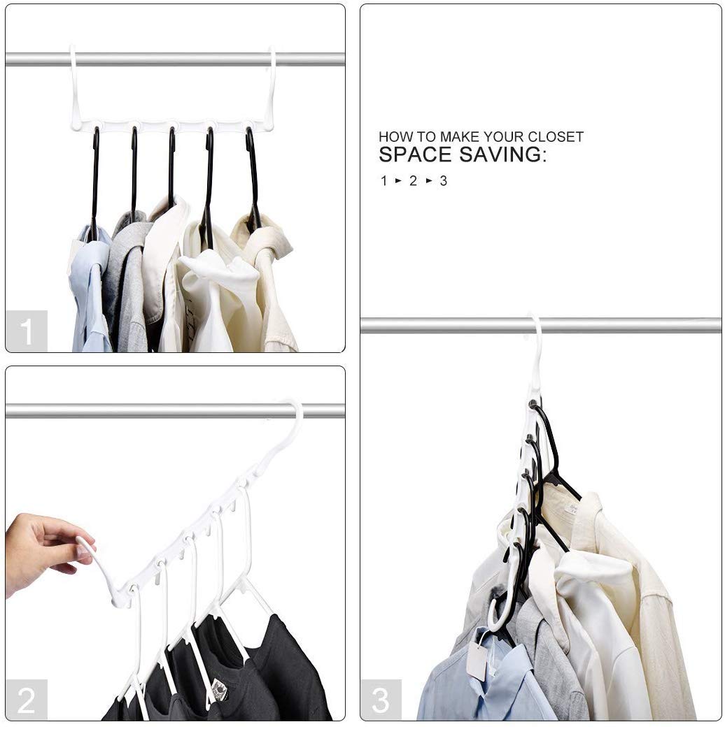 HOUSE DAY Space Saving Hangers 10 Pack, White Magic Hanger Hooks