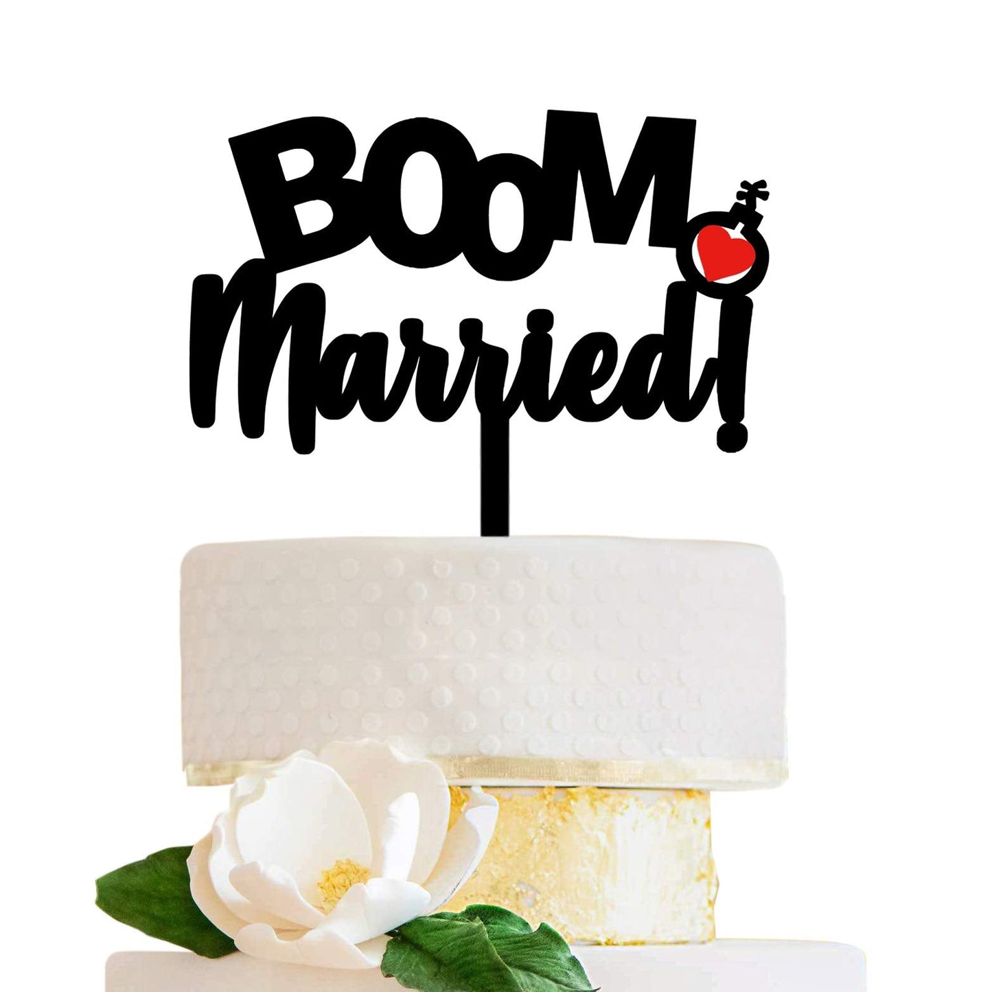 LOVENJOY Boom! Married Funny Wedding Cake Topper, Gift-Boxed