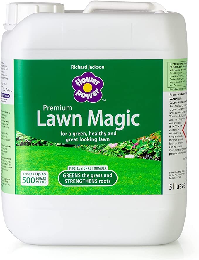 Richard Jackson Flower Power Premium Lawn Magic, Lawn Feed for Gardens, Greens the Grass & Strengthens the Roots (5L)