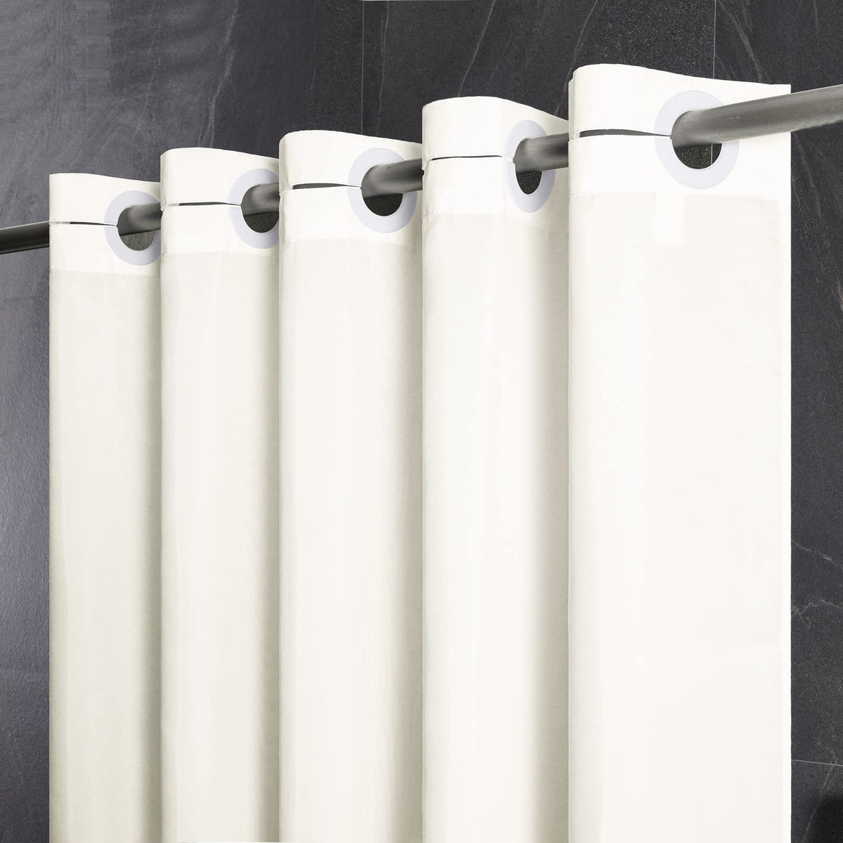 Furlinic Beige Shower Curtain Polyester Mould Proof Resistantand Waterproof Washable Extra Long Bath Curtains with Weight Tape for Wetroom 78x96 Inch.