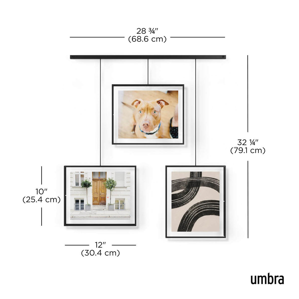 Umbra Exhibit Set of Three 8x10 Picture Frames, Black, metal