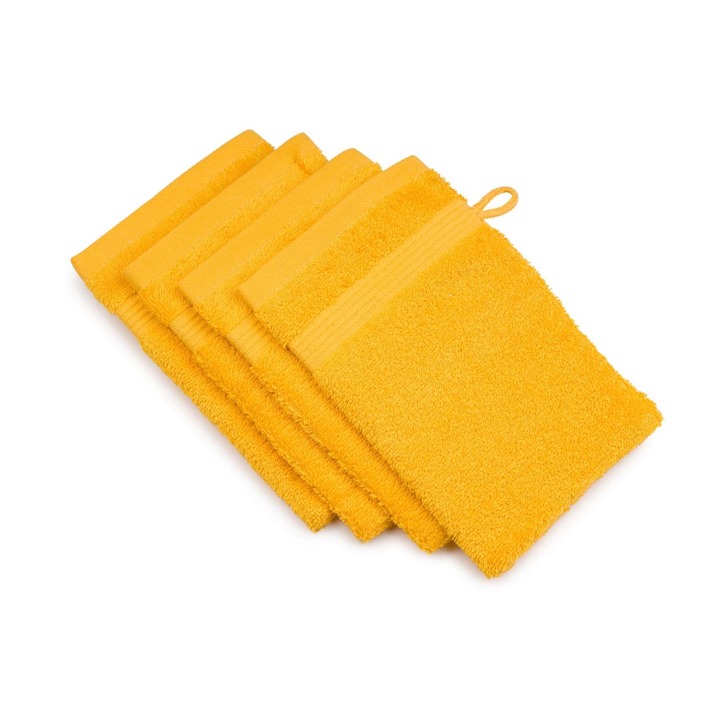 G?zze - New York Bath/Shower Glove/Mitt, Set of 4, Soft and Absorbent, 100% Cotton, 17 x 24 cm - Yellow