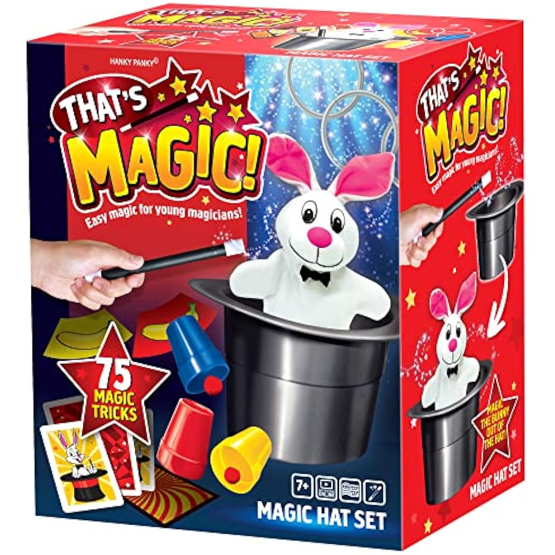 That's Magic Magic Hat Set - Featuring 75 Fun Easy Tricks and For Young Magicians - Helps Build Child's Motor Skills and Confidence - Includes Plush Rabbit, Props, Videos and Instructions, 7+ Years
