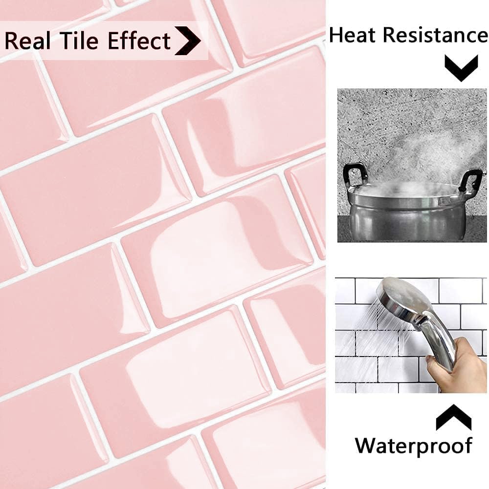 Yoillione Upgrade Thicker Peel and Stick Wall Tiles Backsplash for Kitchen and Bathroom, Metro Subway Tiles Self Adhesive Tile Stickers 3D Stick on