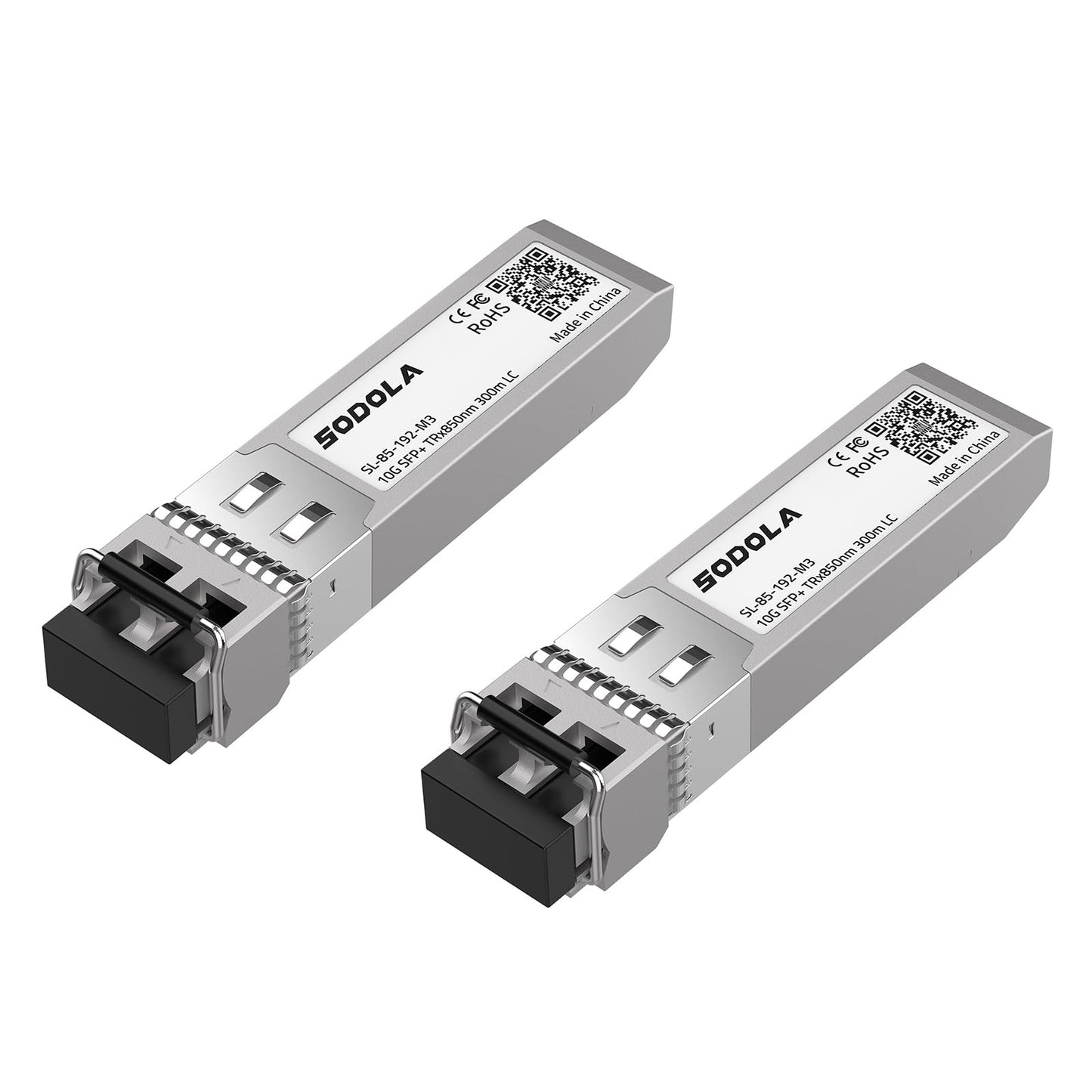 Sodola [2 Pack] 10G SFP SR Multimode Module, 850nm MMF, up to 300m, 10GBase-SR SFP+ Transceiver Compatible for Cisco SFP-10G-SR, Ubiquiti UniFi